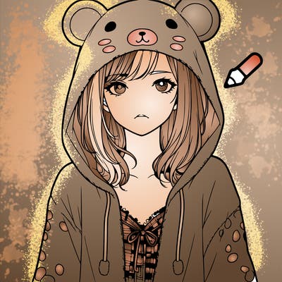 realistic girl in animal pjs hoddie