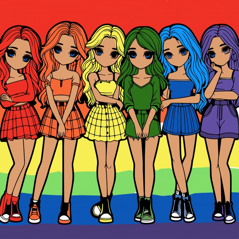 a group of girls realistic