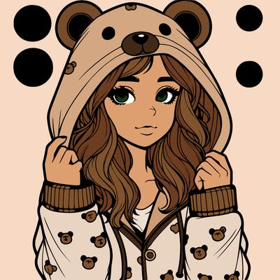 realistic girl in a animal pjs hoodie