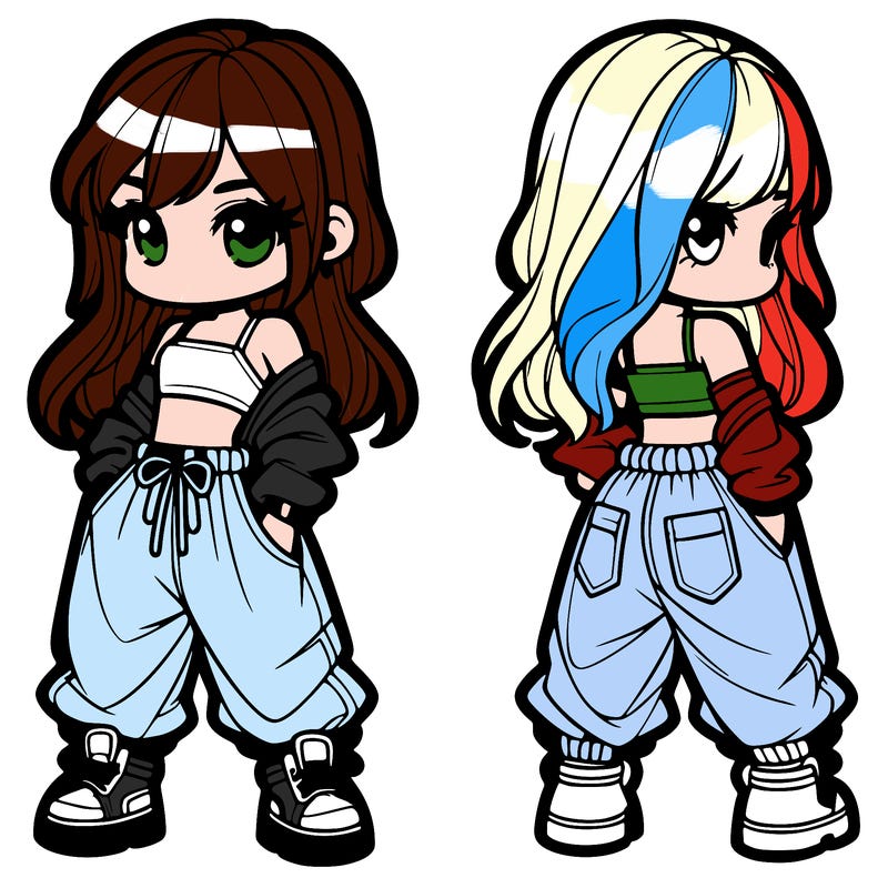 girl in crop top and baggy pants