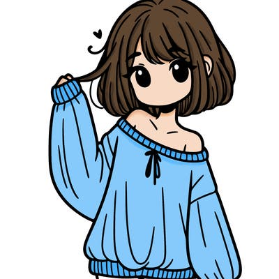 girl in baggy sweater hanging off her shoulder