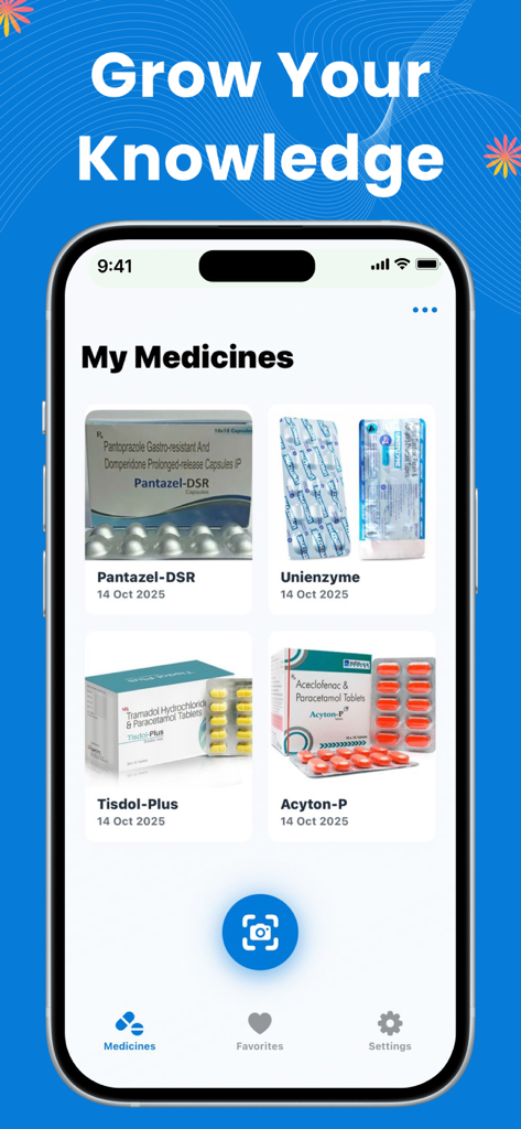 Pill Identifier: Drug Med ID - Smartphone screen showing the My Medicines list in the Pill Identifier app