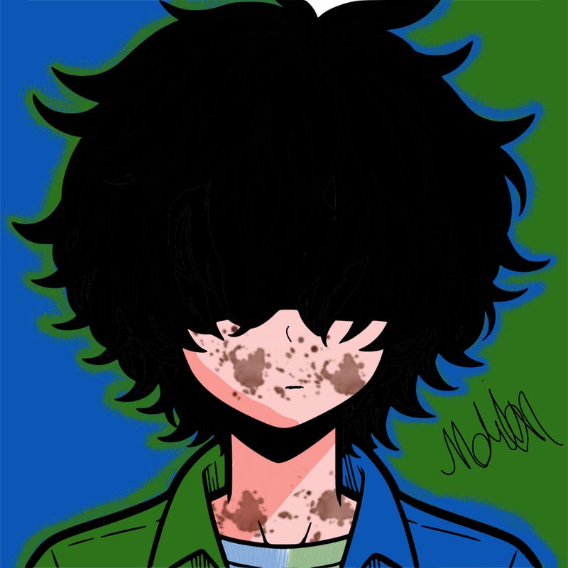 manga boy fluffy hair covering his eyes