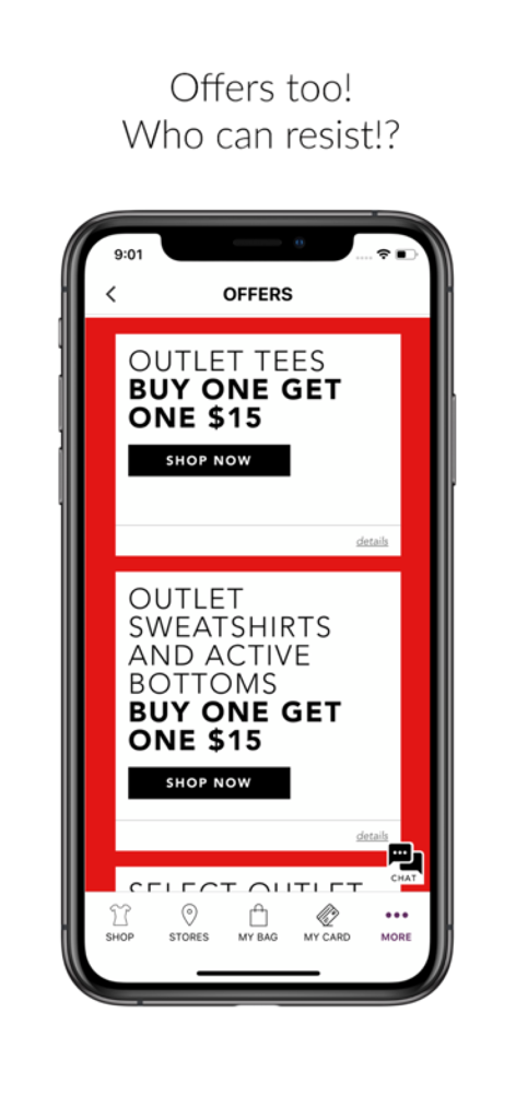 Lane Rewards by Lane Bryant - Lane Bryant app offers screen displaying buy one get one 15 dollar deals on outlet apparel