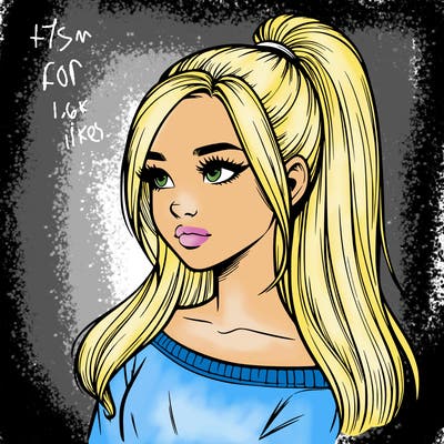 realistic girl with a high ponytail