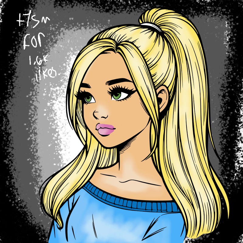 realistic girl with a high ponytail