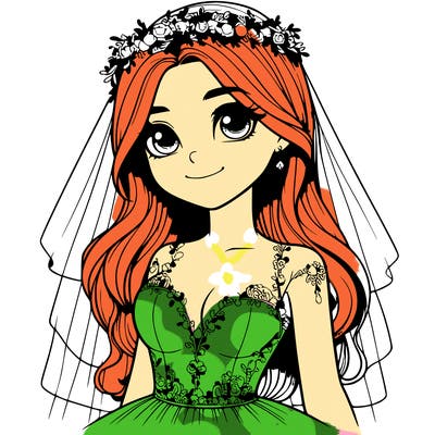 realistic girl in a wedding dress