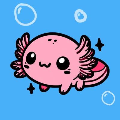 cute easy baby axolotl