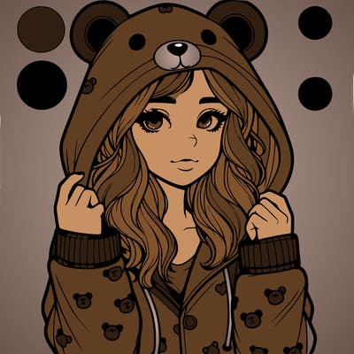 realistic girl in a animal pjs hoodie