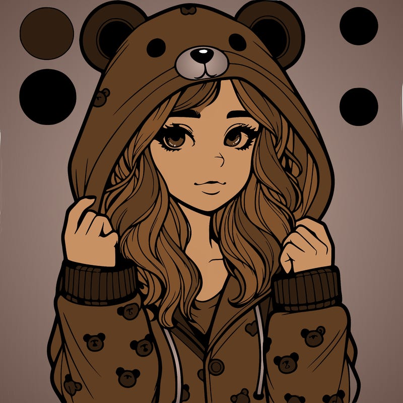 realistic girl in a animal pjs hoodie