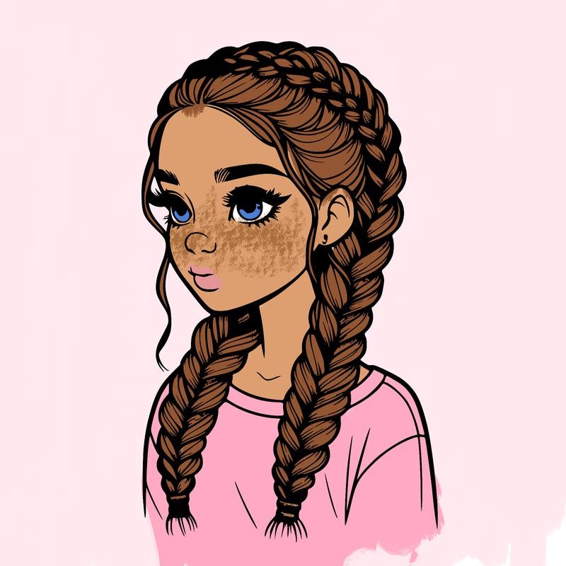 realistic girl with braids