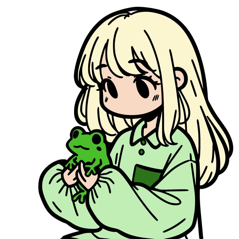 girl with long hair and a oversized shirt. and she is holding a frog