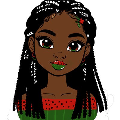 a realistic black girl with braids