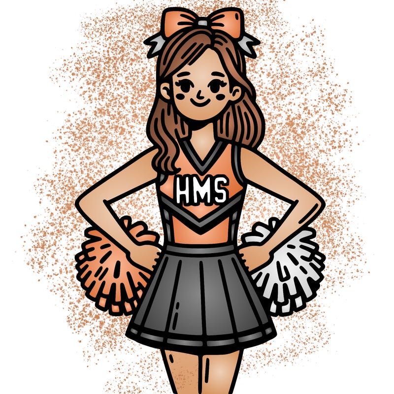 cheerleader with letters hms on uniform
