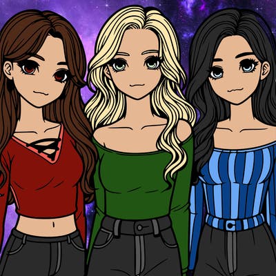 a group of realistic girls