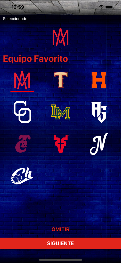 LAMP mx - Grid of Mexican baseball team logos to select a favorite team in the LAMP mx app.