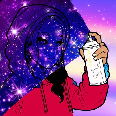 a realistic girl, spray painting