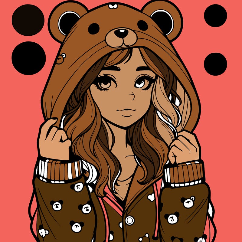 realistic girl in a animal pjs hoodie