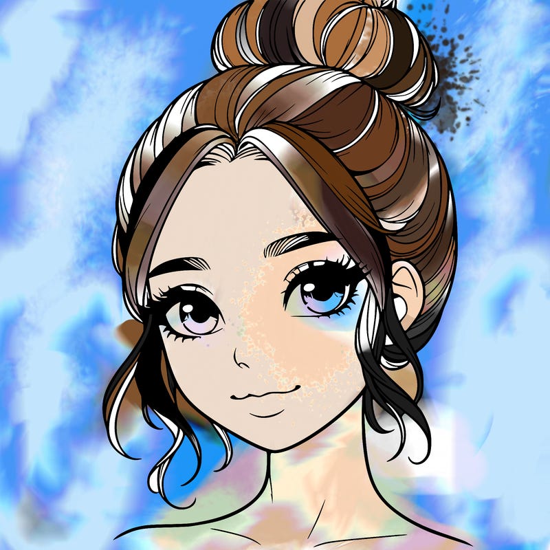 realistic pretty girl with hair in bun