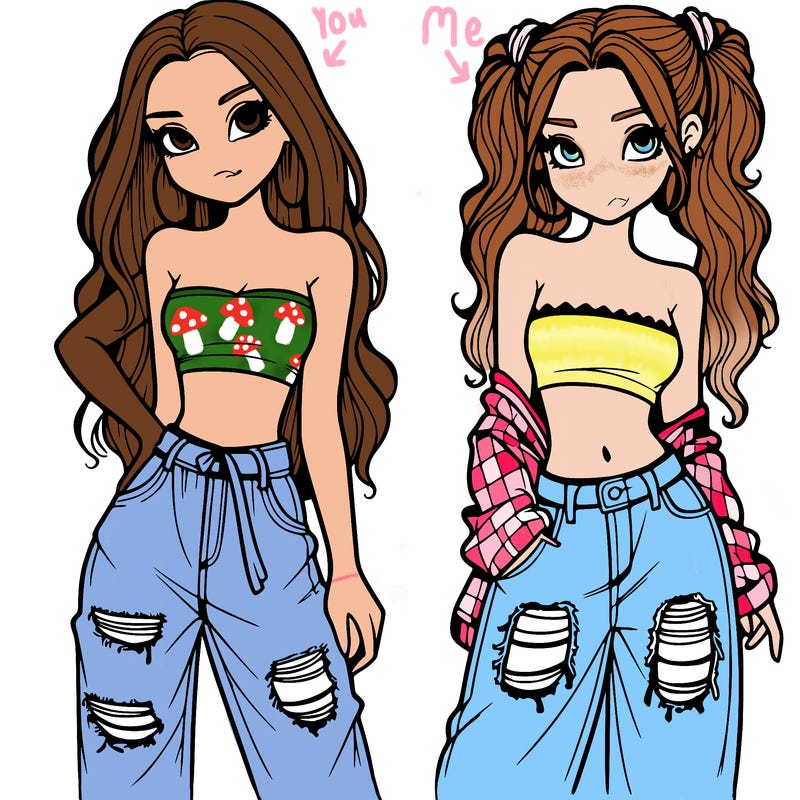 2 girls in crop tops and baggy jeans ripped
