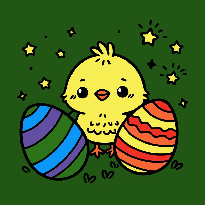 cute easter chick with eggs