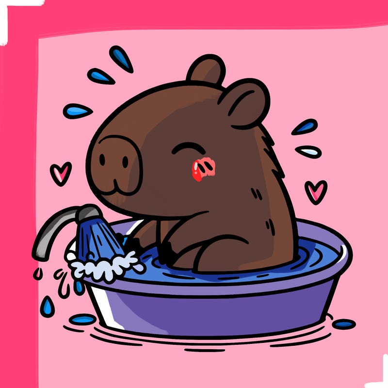 capybara taking a bath