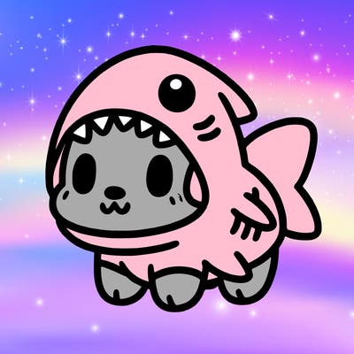 cute dog wearing a shark costume