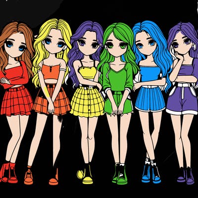 a group of girls realistic