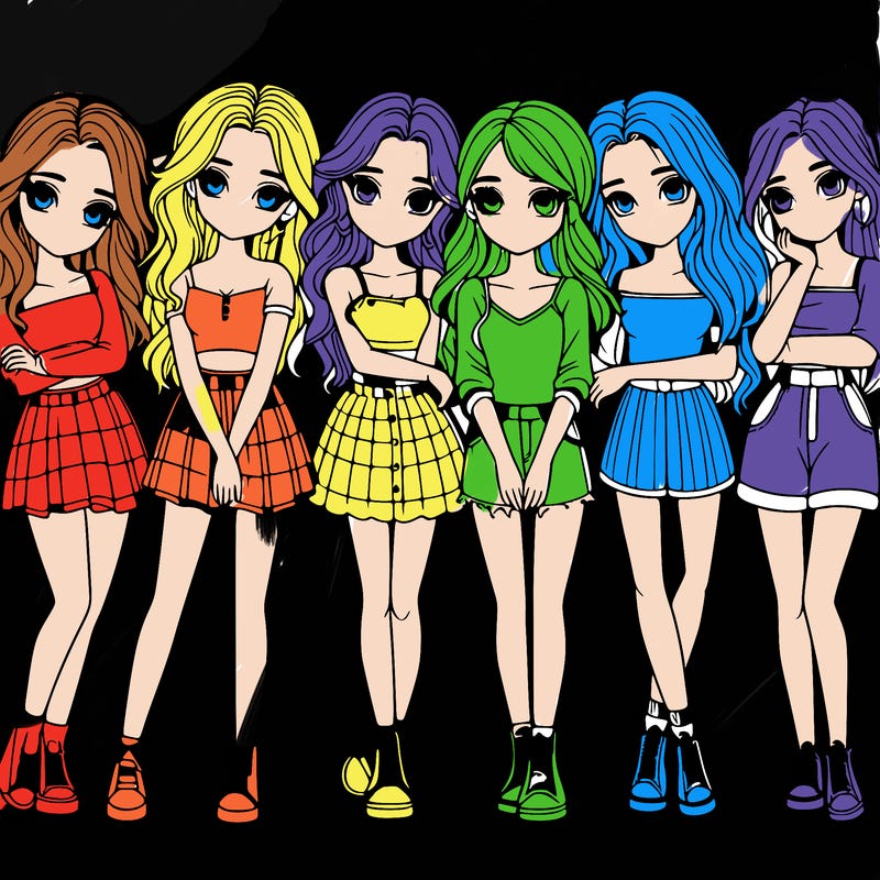 a group of girls realistic