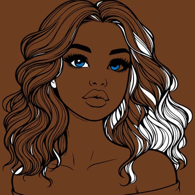 realistic girl with wavy hair and lips