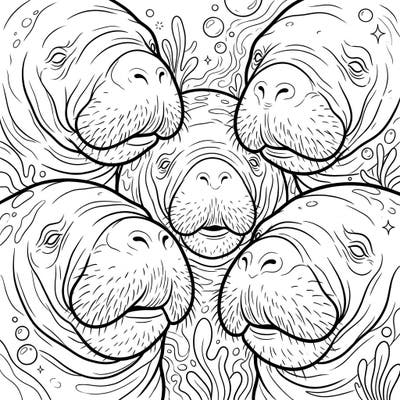 Unwind with our captivating Manatee Snouts coloring page, thoughtfully designed to provide a relaxing and engaging artistic experience for seniors. Featuring bold lines and intricate patterns, this printable offers a perfect blend of creativity and cognitive stimulation.