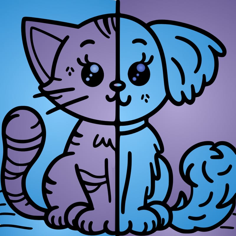 one side cat one side dog