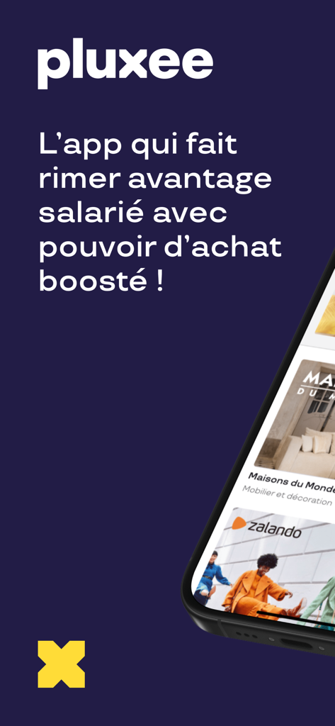 Pluxee Cadeaux - Pluxee Cadeaux marketing screen showing digital gift cards for retail brands and employee benefits slogan