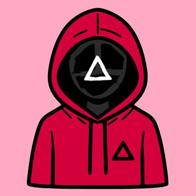 a person with non face waering a hoodie with a small triangle symbol
