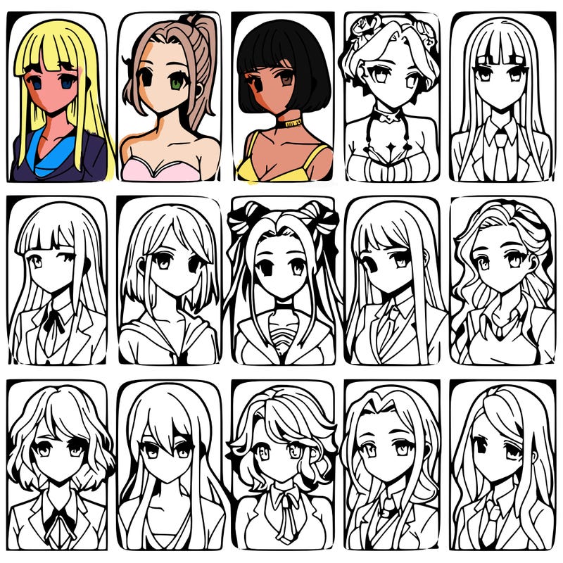 girls that look diffrent anime