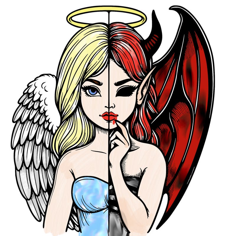 realistic angel half demon