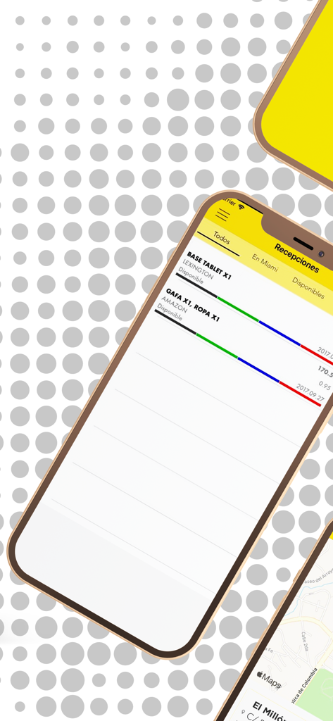 Domex Courier - Domex Courier app screen displaying a list of tracked international packages