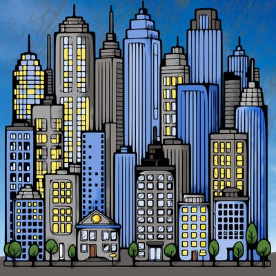 a city with skyscrapers
