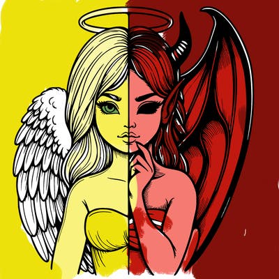 realistic angel half demon