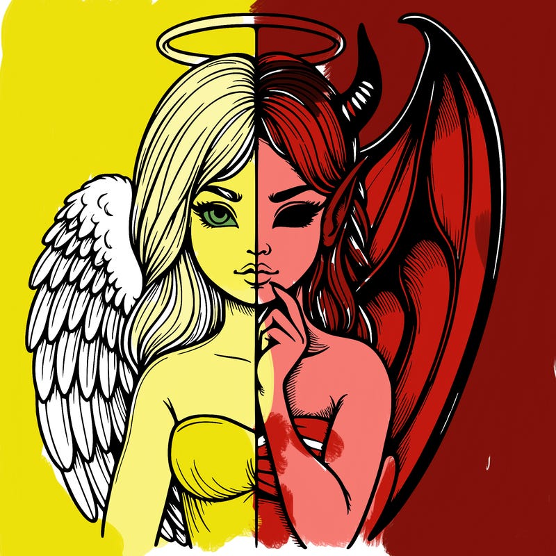 realistic angel half demon