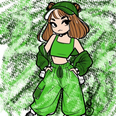 girl in crop top and baggy pants