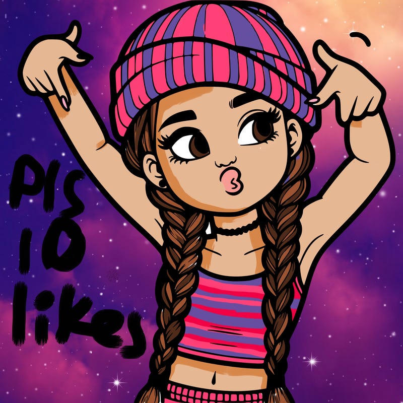 realistic teenage girl with braids and a beanie and crop top doing 🫶🏼