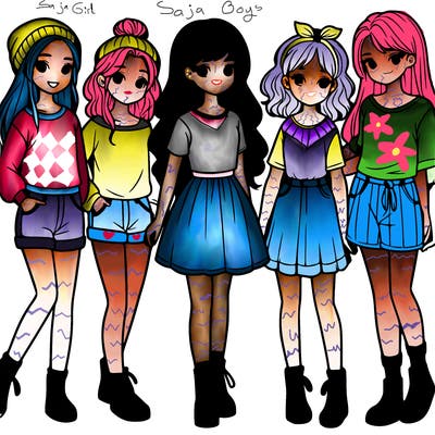 a group of five girls