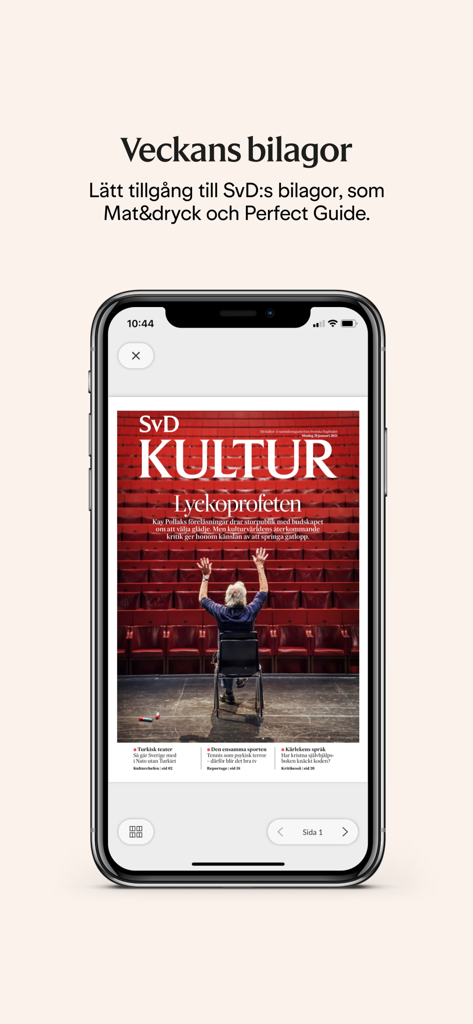 eSvD - Smartphone screen displaying the eSvD app with the weekly culture section supplement cover