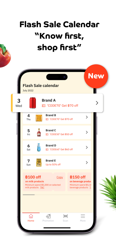 Tops Online app interface showing a flash sale calendar for upcoming grocery discounts and promo codes