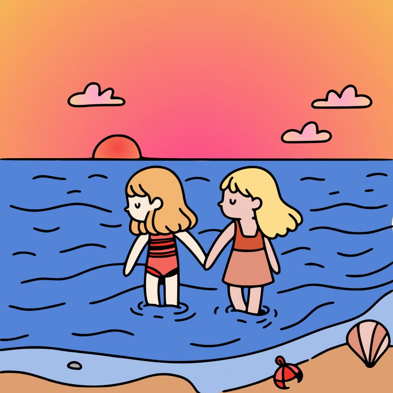 two girls at the beach
