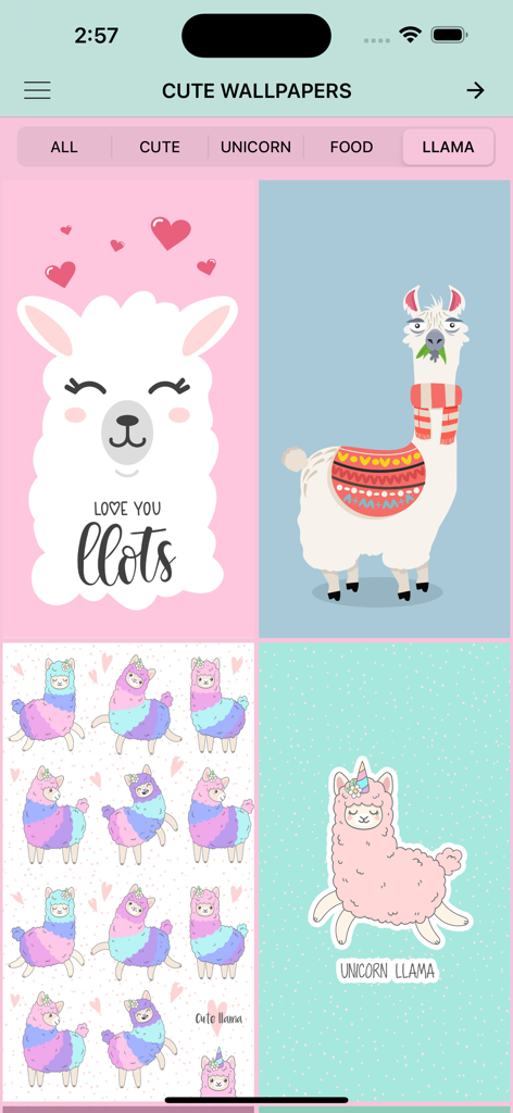 Cute Wallpapers Background - A gallery view of cute llama and unicorn llama wallpapers for girls