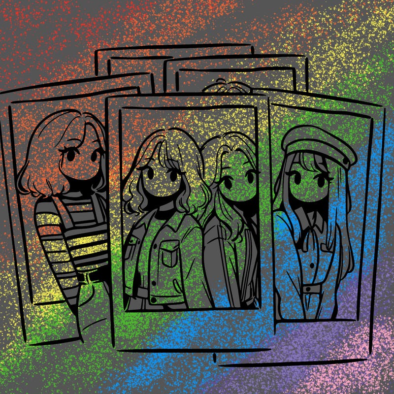 polaroid photo of 4 girls