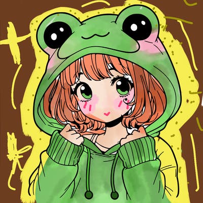 a cute teenage girl wearing a frog hoodie