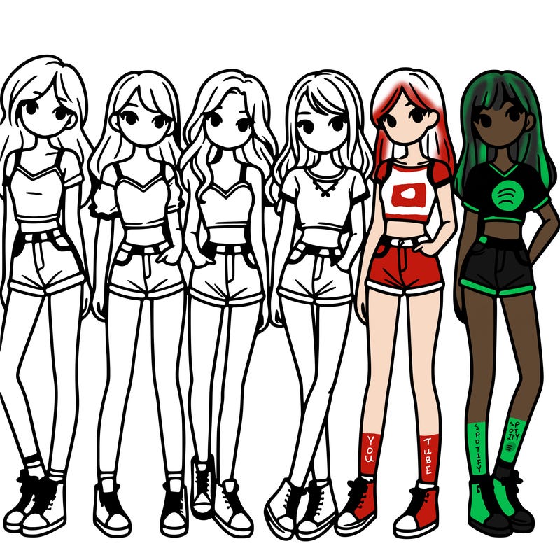a group of girls wearing crop tops and shorts